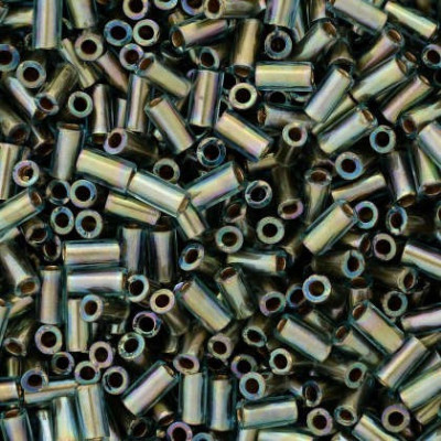 TOHO Bugle Beads 3mm Gold-Lined Rainbow Aqua 995 | Japanese Glass