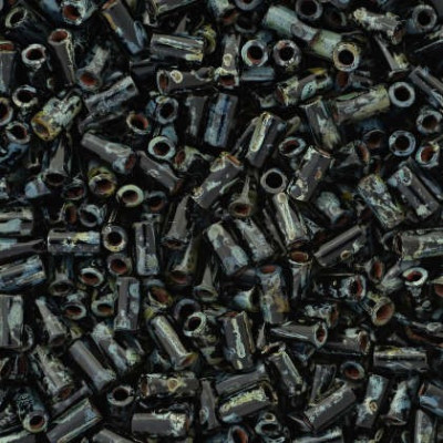 TOHO Bugle Beads 3mm Hybrid Jet Picasso Y302 | Japanese Glass