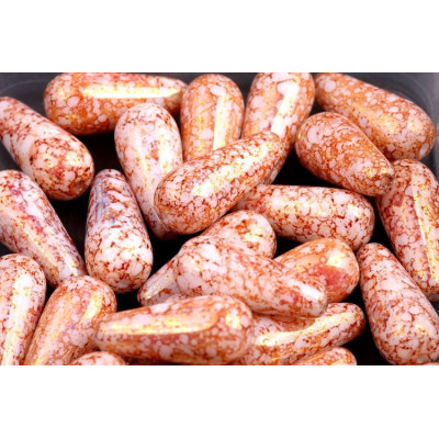 Drop Beads 20x9 N. 1750 WHITE ALABASTER, TERRACOTA RED