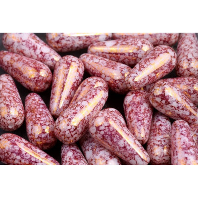 Drop Beads 20x9 N. 1752 WHITE ALABASTER VIOLET TERRACOTTA