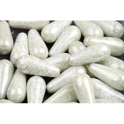 Drop Beads 20x9 N. 1755 WHITE ALABASTER green luster 
