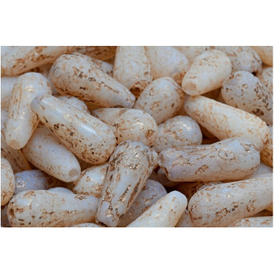 Drop Beads 20x9 N. 3951 WHITE OPAL/SILVER ETCHED