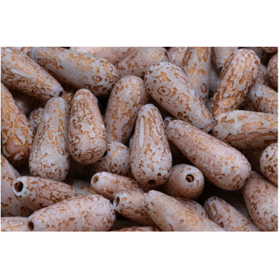 Drop Beads 20x9 N. 3953 WHITE ALABASTER/BROWN DECOR ETCHED