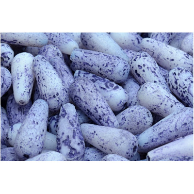 Drop Beads 20x9 N. 3957 WHITE ALABASTER/BLUE STREAKS ETCHED