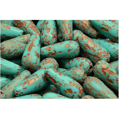 Drop Beads 20x9 N. 3958 TURQUOISE/COPPER ETCHED