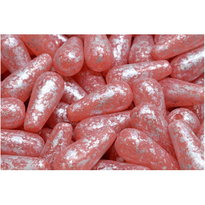 Drop Beads 20x9 N. 3966 CRYSTAL PINK SILVER SPLASH