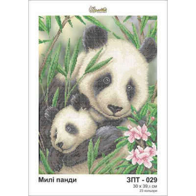 Stickerei Perlen Leinwand-Panda-Nr.1 30 x 39,5 cm