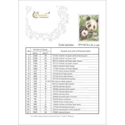 Embroidery beads canvas-Panda-N.1 30 x 39,5 cm