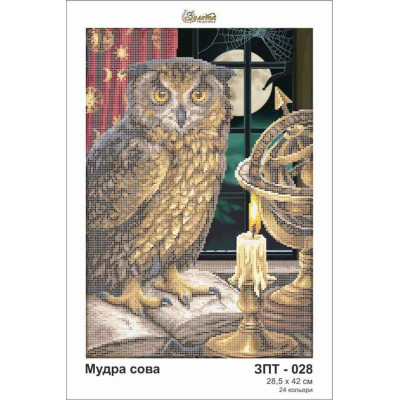 Embroidery beads canvas-Wise owl-N.2 28,5 x 42 