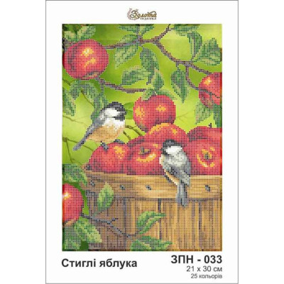 Tela per ricamo con perline-Apples and birds-N.13 21 x 30