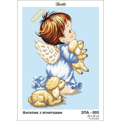 Stickerei Perlen Leinwand-Engel mit Lämmern-Nr.180 20 x 26