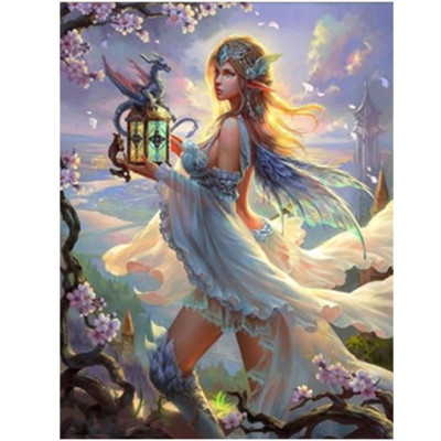 Diamond painting- Fée avec un dragon-N°16 30x40 N