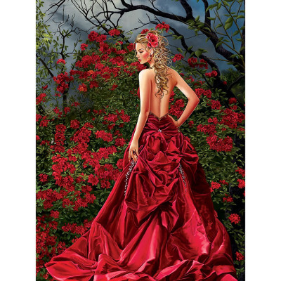 Diamond painting- Girl in red dress-Nr.28 30x40