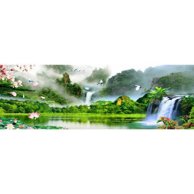 Diamond painting-Lago con cascata-N.43 100x40