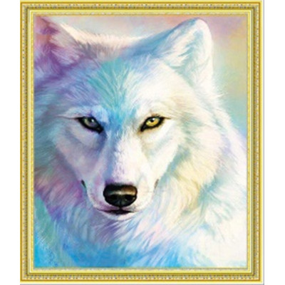 Diamond painting mit Rahmen - White dog - 40x50 cm