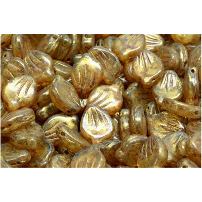 Peony Petal Beads 9x12 mm N. 4119 CRYSTAL GOLD SPOTTED