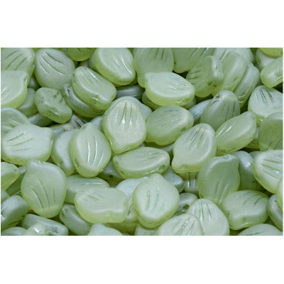Peony Petal Beads 9x12 mm N. 4127 CRYSTAL GREEN LUSTER MAT