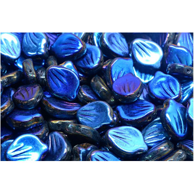 Peony Petal Beads 9x12 mm N. 4133 JET FULL AZURO