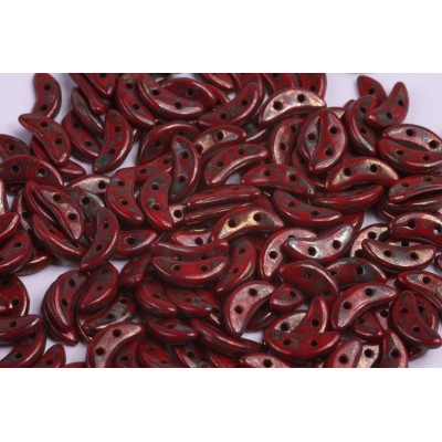 Czech Mates Crescent N. 112 Gold/Topaz - Opaque Red 