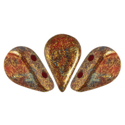 Amos® par Puca® Beads 5x8mm Coral Red Gold Spotted 93200/65322