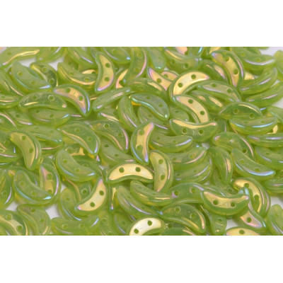 Czech Mates Crescent N. 151 Luster Iris - Milky Dark Peridot 