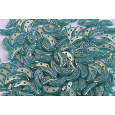 Czech Mates Crescent 10x3 mm N. 157 Luster Iris - Atlantis Green 