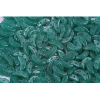 Czech Mates Crescent 10x3 mm N. 159 Alabaster Malachite Green 