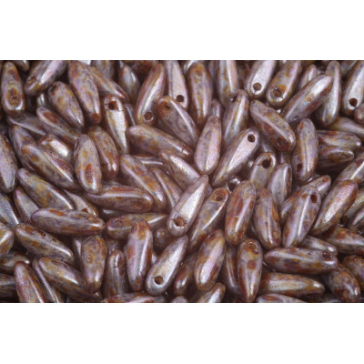 Dagger beads 3x11 mm N. 1838 OPAQUE GREY SPOTTED