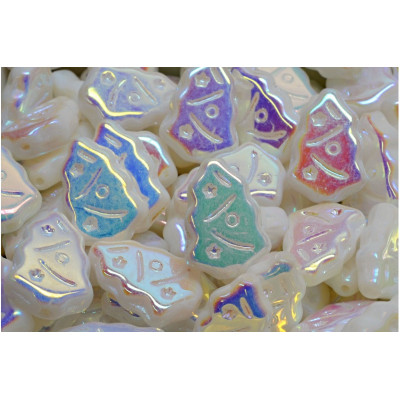 Christmas Tree Beads 17x12 N. 2235 White Alabaster Opal Ab