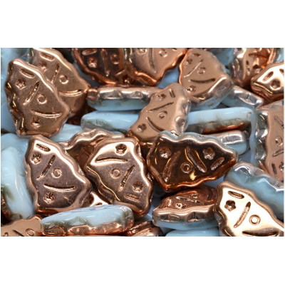 Christmas Tree Beads 17x12 N. 2236 White Alabaster, Gold Capri, Half