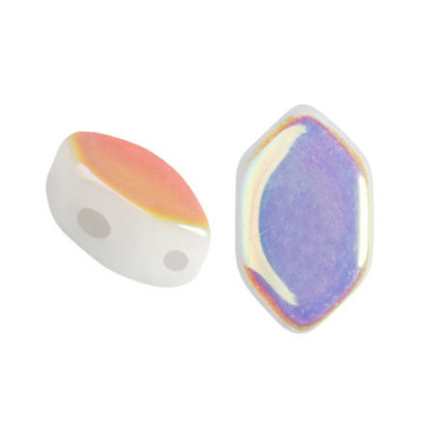 Paros par Puca Beads 7x4mm Opaque White AB 03000/28701 | Glass Beads