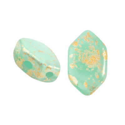 Paros par Puca Green Aqua Opal Splash 61100/94401 | 7x4mm Czech Glass