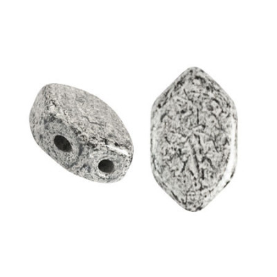 Czech Glass Paros par Puca 2-Hole Beads Old Silver 81002