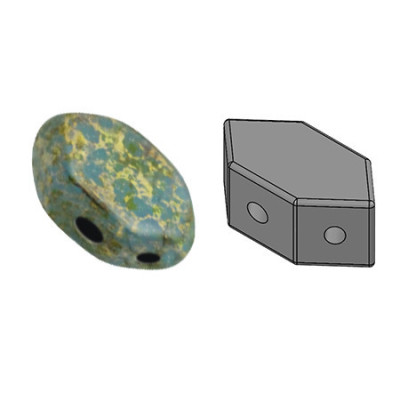 Paros par Puca 7x4mm Opaque Aqua Deep Gold 63020/15695 | Czech Beads