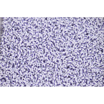 Czech Seed Beads 10/0 White Blue Striped 03330 | Preciosa