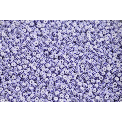White & Blue Striped Czech Seed Beads 10/0 Preciosa 03331 | 10g