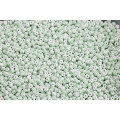 Czech Seed Beads 10/0 Striped White Green 03851 | Preciosa Beads