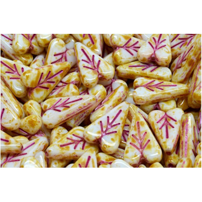 Heart Leaf beads 16x11mm N. 3505 White