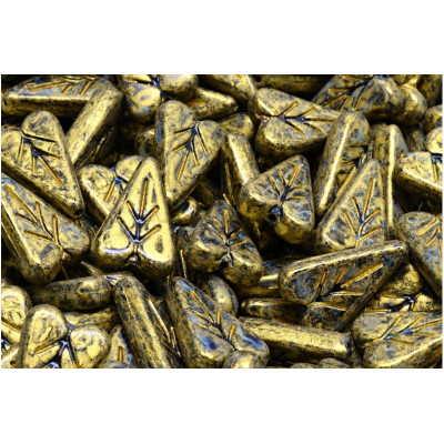 Heart Leaf beads N. 3513 METALLIC MAT OLD GOLD  SPOTTED