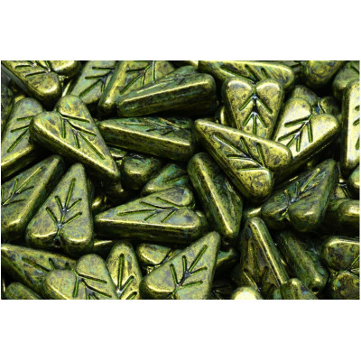 Heart Leaf beads N. 3517 METALLIC MAT GREEN SPOTTED