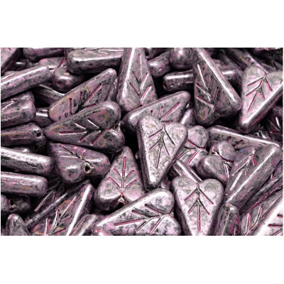 Heart Leaf beads 16x11mm N. 3518 METALLIC MAT VIOLET SPOTTED