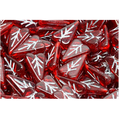 Heart Leaf beads N. 3529 RUBY/Stone Grey