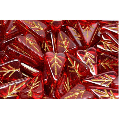 Heart Leaf beads 16x11mm N. 3530 RUBY/GOLD