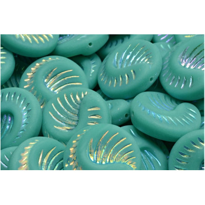 Fossil Coin Beads 19x19mm Teal Iridescent 63130 | Rutkovsky