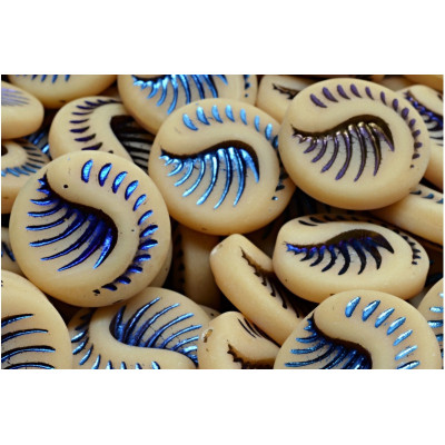 Fossil Coin Beads 19x19mm Beige Blu 29903-84100