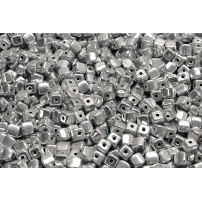 Cube Beads 4x4mm Crystal Labrador Silver 27000 | Czech Glass