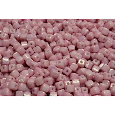 Cube Beads 4x4mm White Alabaster Lila 02010-14494 | Czech Glass