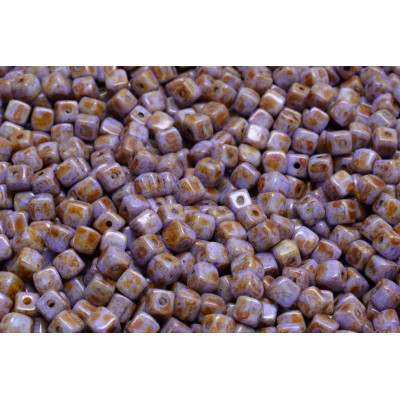 Cube Beads 4x4mm Opaque Dark Violet Spotted 02010-65328 | Rutkovsky