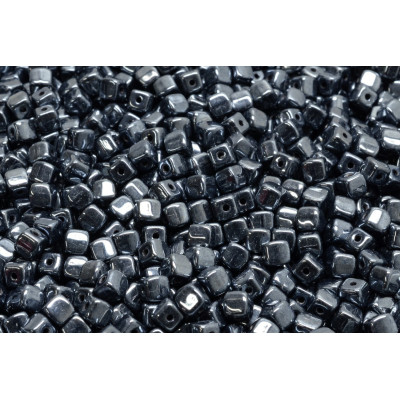 Cube Beads 4x4mm Jet Hematite 23980-14400 | Czech Glass