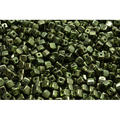 Cube Beads 4x4mm Jet Green Luster 14495 | Rutkovsky Czech Glass